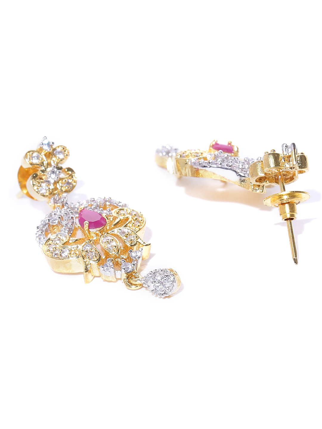 YouBella Gold-Plated Stone-Studded Drop Earrings
